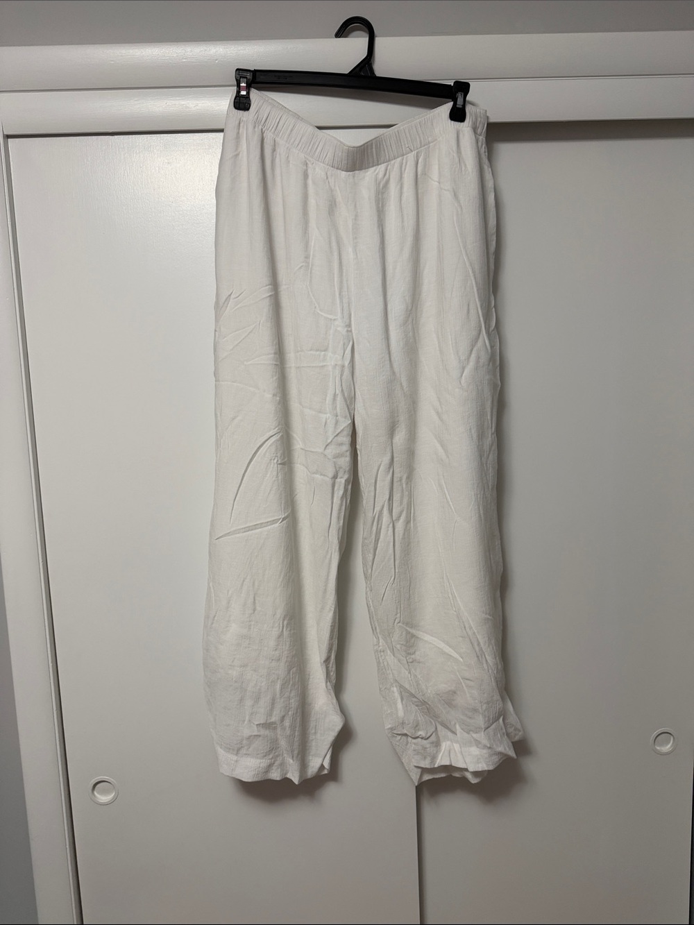 Women's White Wide-Leg Linen Pants